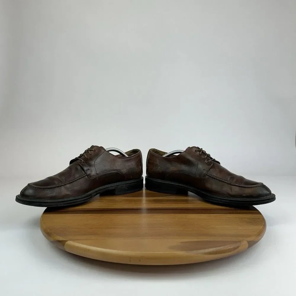 Mens Johnston & Murphy Brown Leather Plain Toe Dress Shoes Oxfords‎ Size 11 M